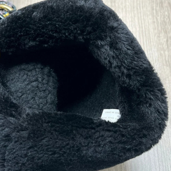 INC International Concepts Winter Boots Women Size 6 Tweed Faux Fur Lined Black - Picture 9 of 12